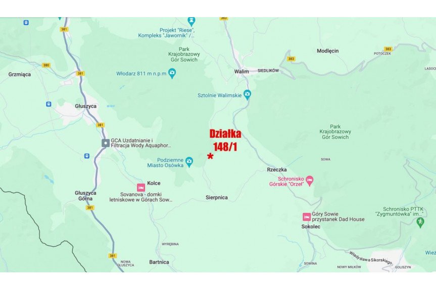 powiat wałbrzyski, Sierpnica, Zielone Wzgórze, Działka 2800m2 w Górach Sowich