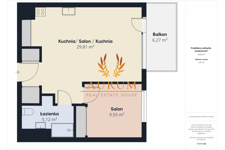 Warszawa, Wilanów, Aleksandra Gieysztora, Przytulny 2pokojowy apartament na ostatnim piętrze